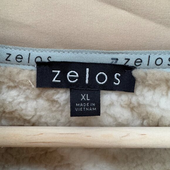 Zelos Super Soft Fleece Jacket Womens Cream Tan Houndstooth Full Zip Size XL NWD - Picture 8 of 13